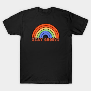 retro rainbow stay groovy T-Shirt